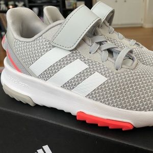 Adidas grey and pink girl sneakers. NWT in box.